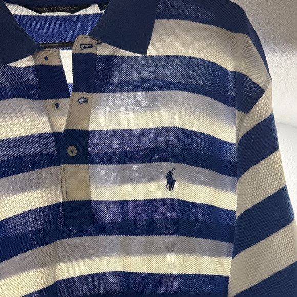 Polo by Ralph Lauren Blue and White Men's Polo Shirt - Picture 3 of 6